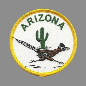 Arizona Roadrunner with Cactus Iron on Circle 3"